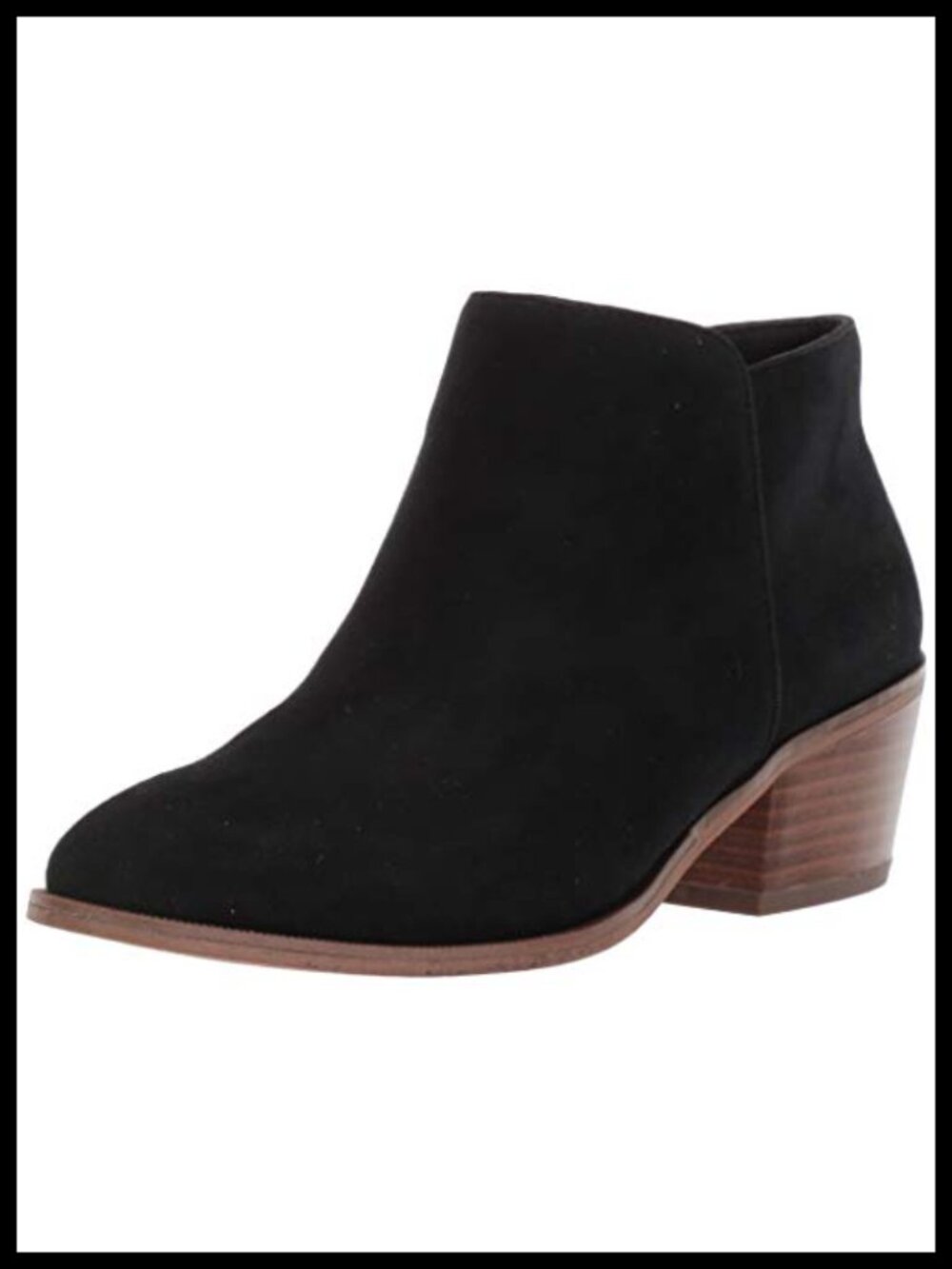 Women's Faux Suede Ankle Booties with Side Zipper and Stacked Block Heel